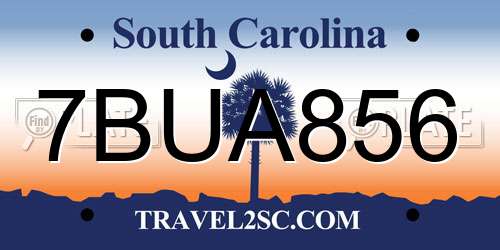 7BUA856 South Carolina License Plate