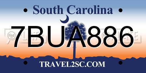 7BUA886 South Carolina License Plate