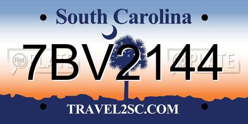 7BV2144 South Carolina License Plate