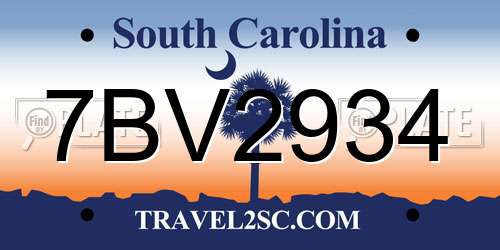 7BV2934 South Carolina License Plate