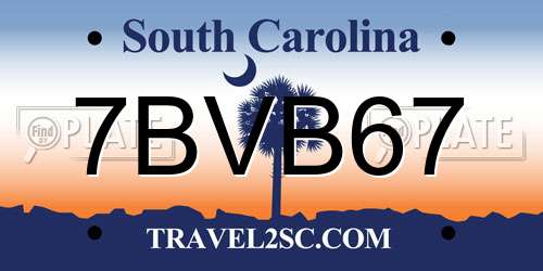 7BVB67 South Carolina License Plate