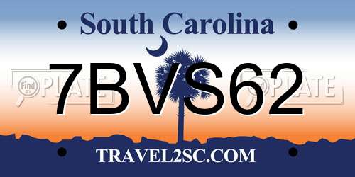 7BVS62 South Carolina License Plate