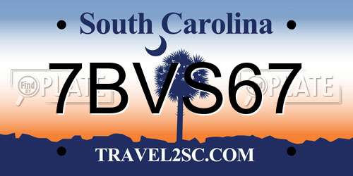 7BVS67 South Carolina License Plate