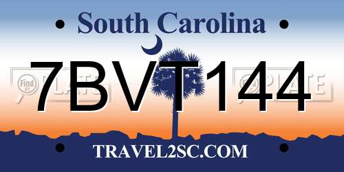 7BVT144 South Carolina License Plate