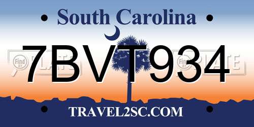 7BVT934 South Carolina License Plate