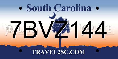 7BVZ144 South Carolina License Plate