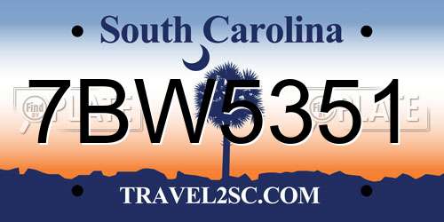 7BW5351 South Carolina License Plate