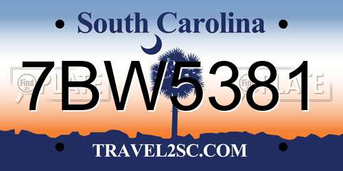 7BW5381 South Carolina License Plate