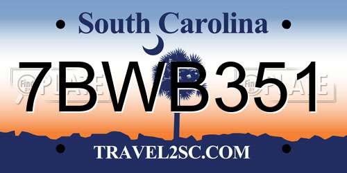7BWB351 South Carolina License Plate