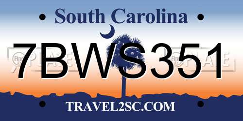 7BWS351 South Carolina License Plate