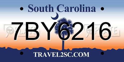 7BY6216 South Carolina License Plate