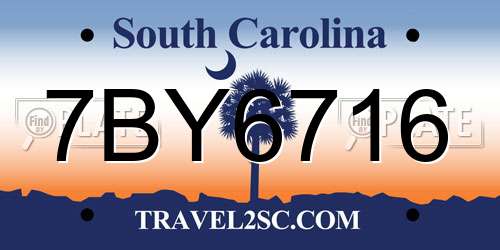 7BY6716 South Carolina License Plate