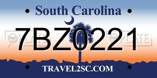7BZ0221 South Carolina License Plate