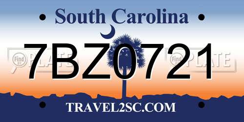 7BZ0721 South Carolina License Plate