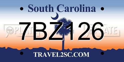 7BZ126 South Carolina License Plate