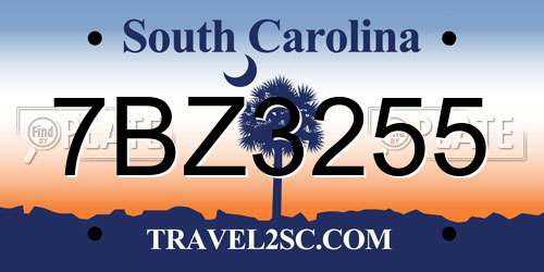 7BZ3255 South Carolina License Plate