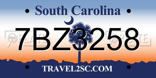 7BZ3258 South Carolina License Plate