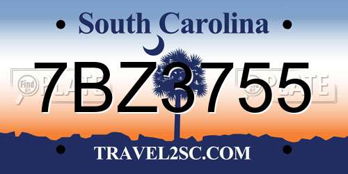 7BZ3755 South Carolina License Plate