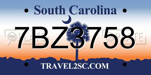 7BZ3758 South Carolina License Plate