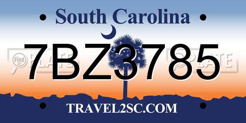 7BZ3785 South Carolina License Plate