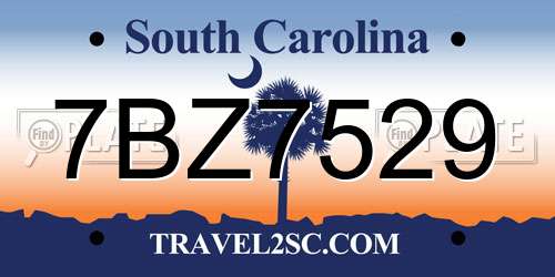7BZ7529 South Carolina License Plate