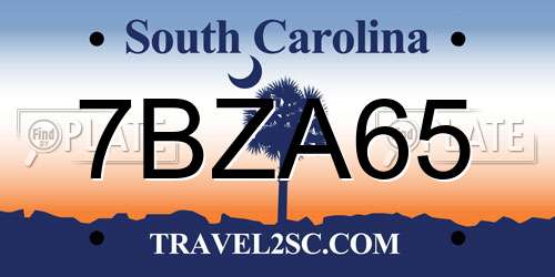7BZA65 South Carolina License Plate