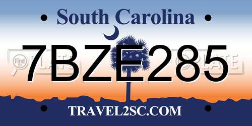 7BZE285 South Carolina License Plate