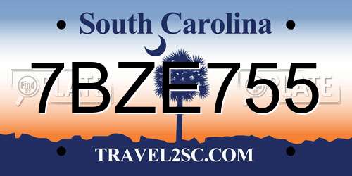 7BZE755 South Carolina License Plate