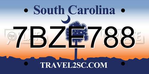 7BZE788 South Carolina License Plate