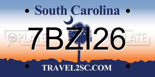 7BZI26 South Carolina License Plate