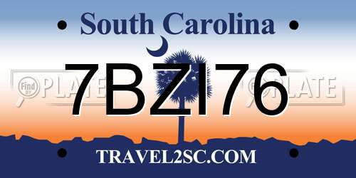 7BZI76 South Carolina License Plate