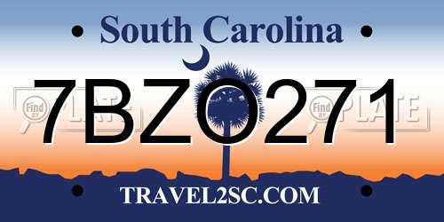 7BZO271 South Carolina License Plate
