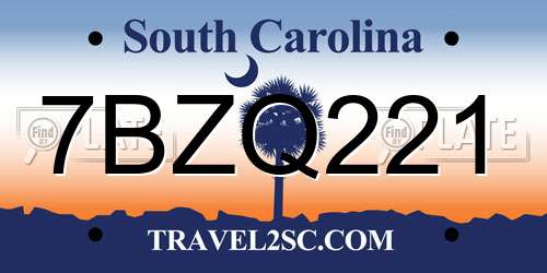 7BZQ221 South Carolina License Plate