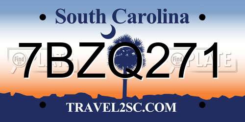 7BZQ271 South Carolina License Plate