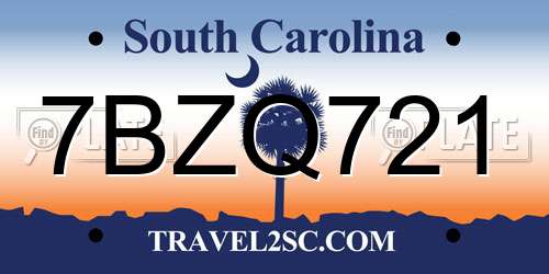 7BZQ721 South Carolina License Plate
