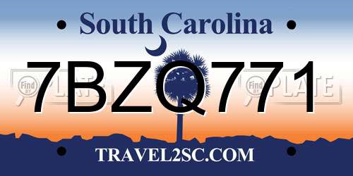 7BZQ771 South Carolina License Plate