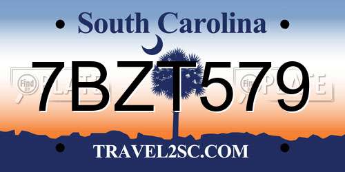 7BZT579 South Carolina License Plate