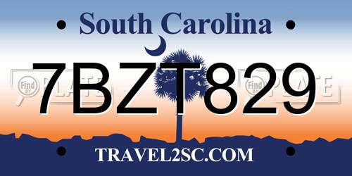 7BZT829 South Carolina License Plate