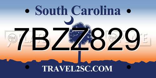 7BZZ829 South Carolina License Plate