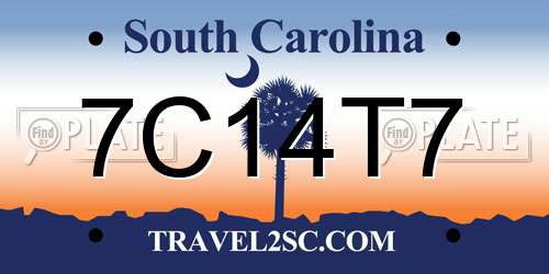 7C14T7 South Carolina License Plate