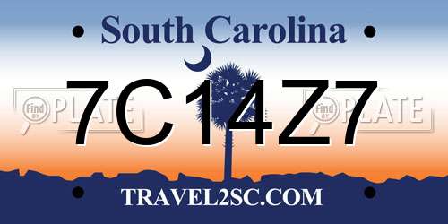 7C14Z7 South Carolina License Plate