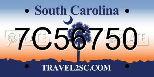 7C56750 South Carolina License Plate