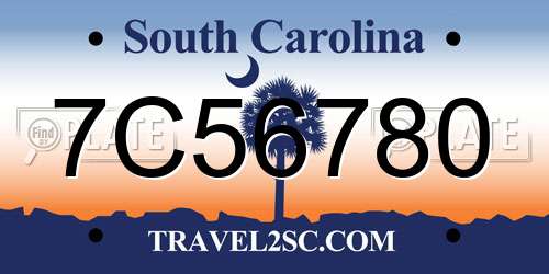 7C56780 South Carolina License Plate