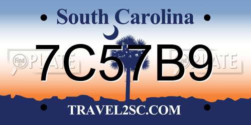 7C57B9 South Carolina License Plate