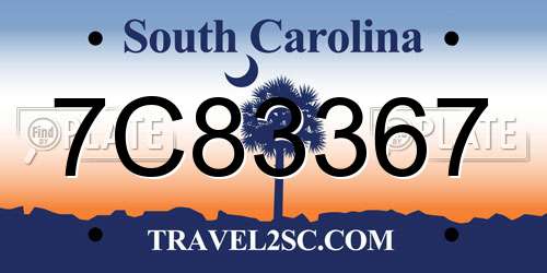 7C83367 South Carolina License Plate