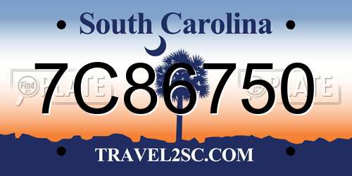 7C86750 South Carolina License Plate