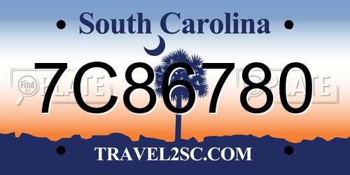 7C86780 South Carolina License Plate