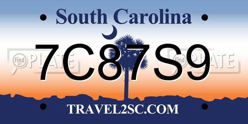 7C87S9 South Carolina License Plate