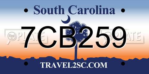 7CB259 South Carolina License Plate