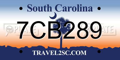 7CB289 South Carolina License Plate